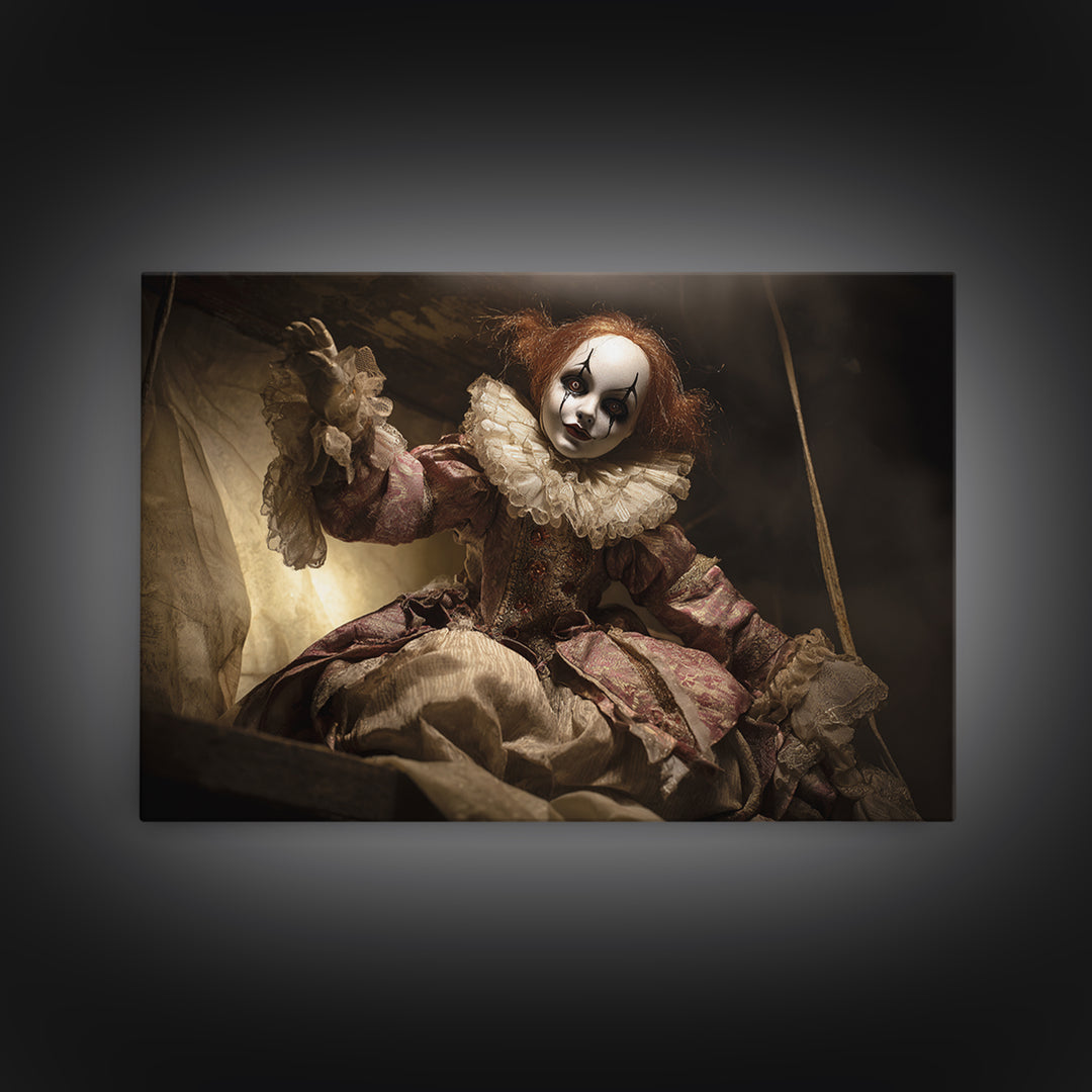The Haunted Porcelain Doll, Danse Macabre Art, Landscape Wall Art, Macabre Wall Art, Framed Canvas Print