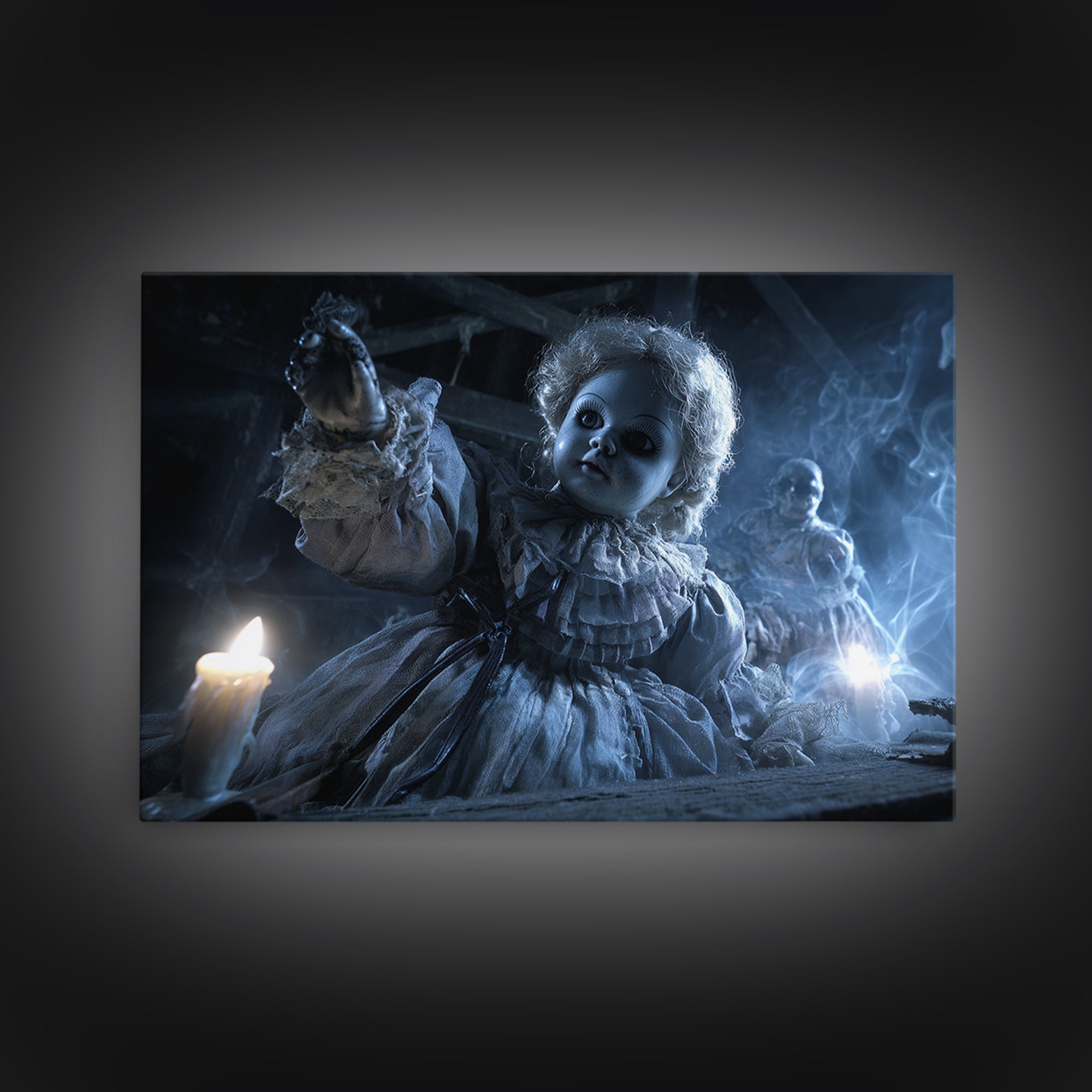 The Haunted Porcelain Doll, Biomechanical Horror Art, Landscape Wall Art, Macabre Wall Art, Canvas Print, Halloween Wall Art