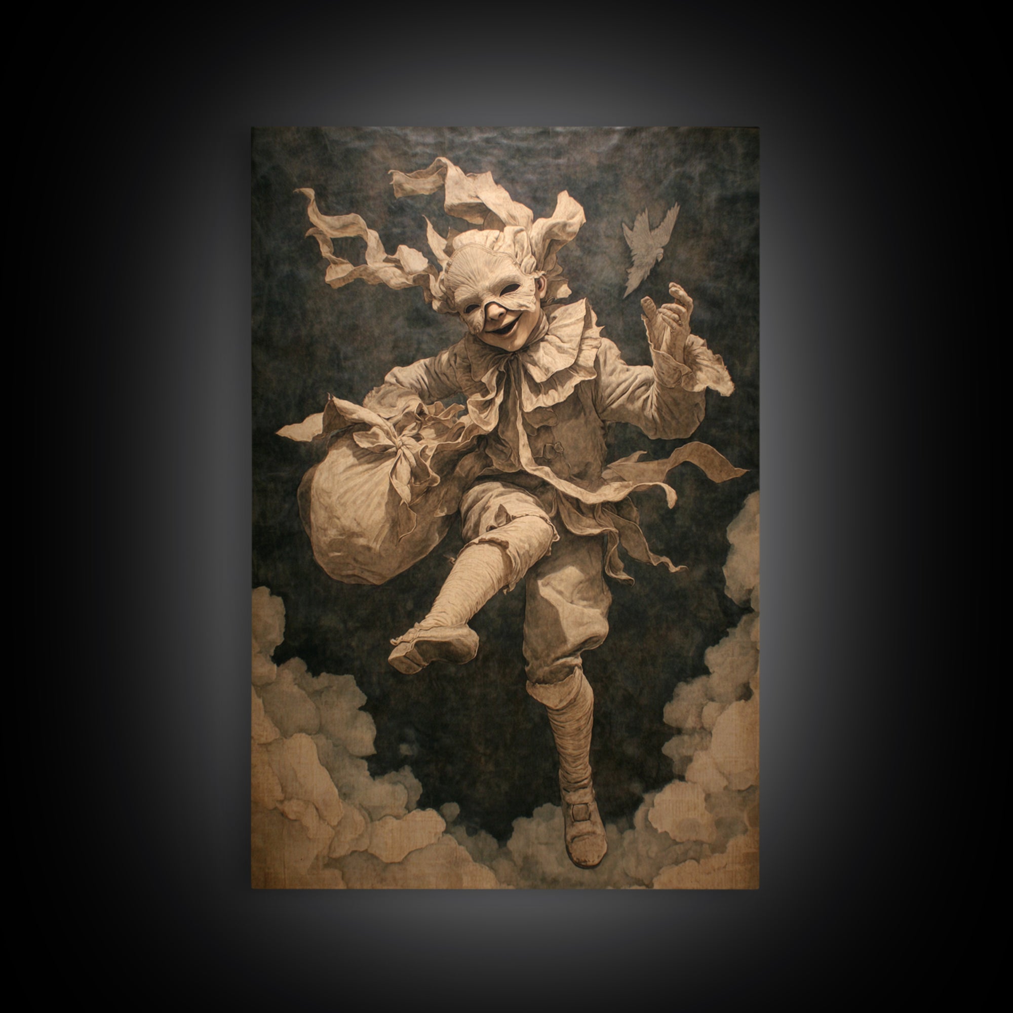 The Masked Candy Collector, Gothic Nightmare Art, Vertical Wall Art, Gothic Horror Wall Art, Canvas Print, Halloween Wall Art