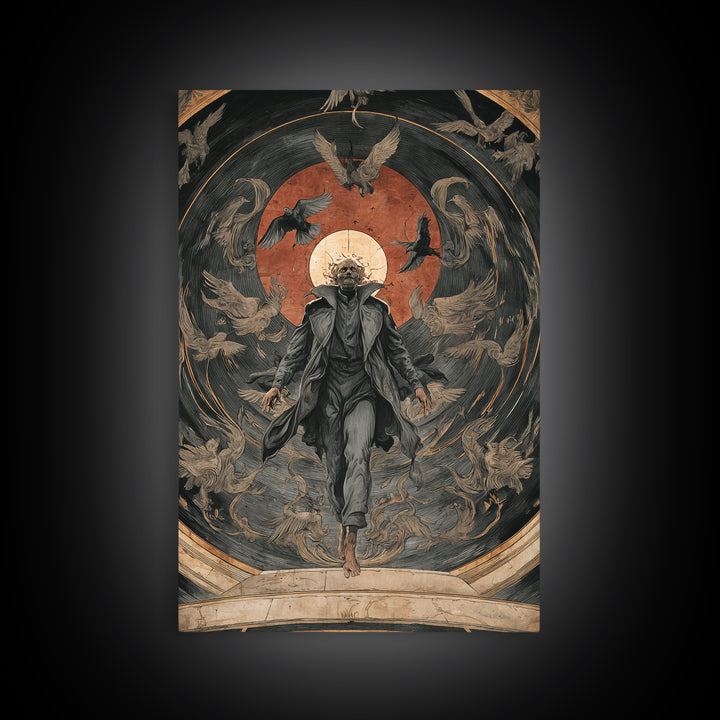 The Shadow Person, Dark Renaissance Art, Vertical Wall Art, Dark Fantasy Wall Art, Framed Canvas Print, Halloween Wall Art
