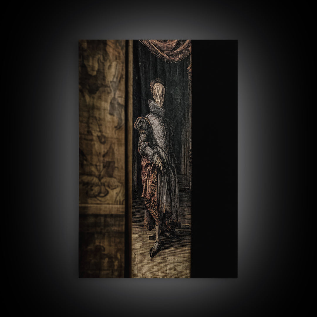 The Shadow Person, Danse Macabre Art, Vertical Wall Art, Gothic Horror Wall Art, Framed Canvas Print, Halloween Wall Art
