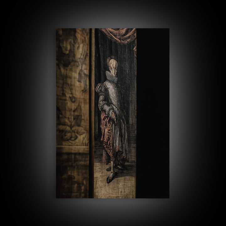 The Shadow Person, Danse Macabre Art, Vertical Wall Art, Gothic Horror Wall Art, Framed Canvas Print, Halloween Wall Art