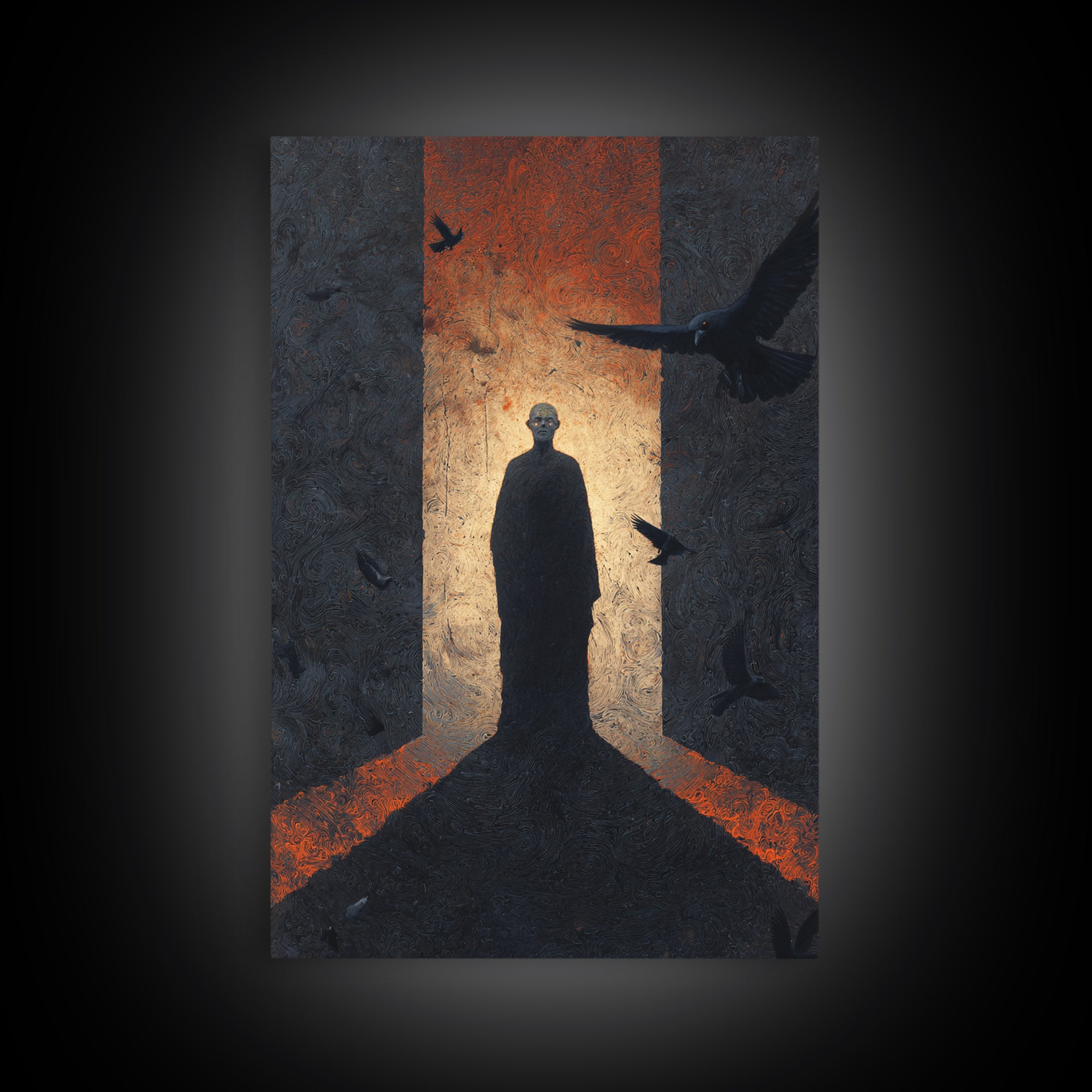 The Shadow Person, Visionary Gothic Art, Vertical Wall Art, Dark Fantasy Wall Art, Canvas Print, Halloween Wall Art, Spooky Wall Decor