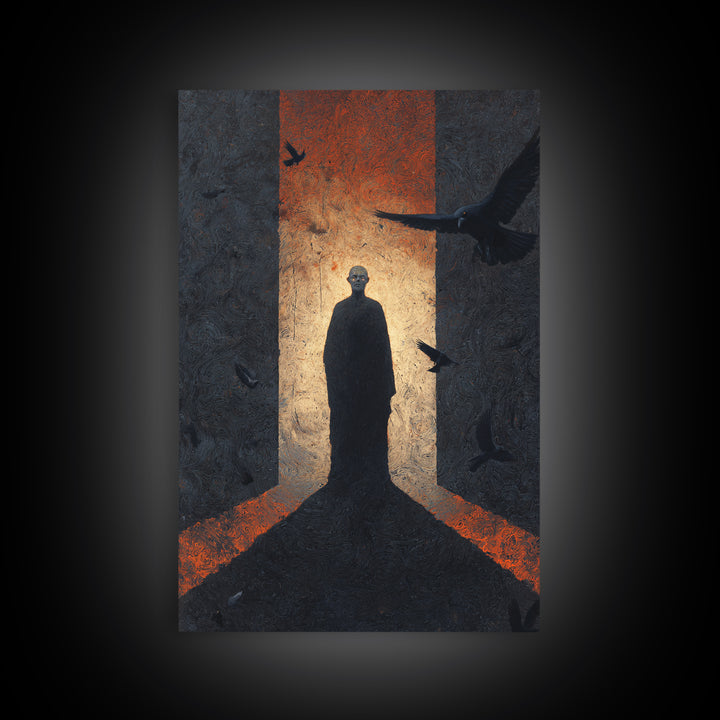 The Shadow Person, Visionary Gothic Art, Vertical Wall Art, Dark Fantasy Wall Art, Canvas Print, Halloween Wall Art, Spooky Wall Decor
