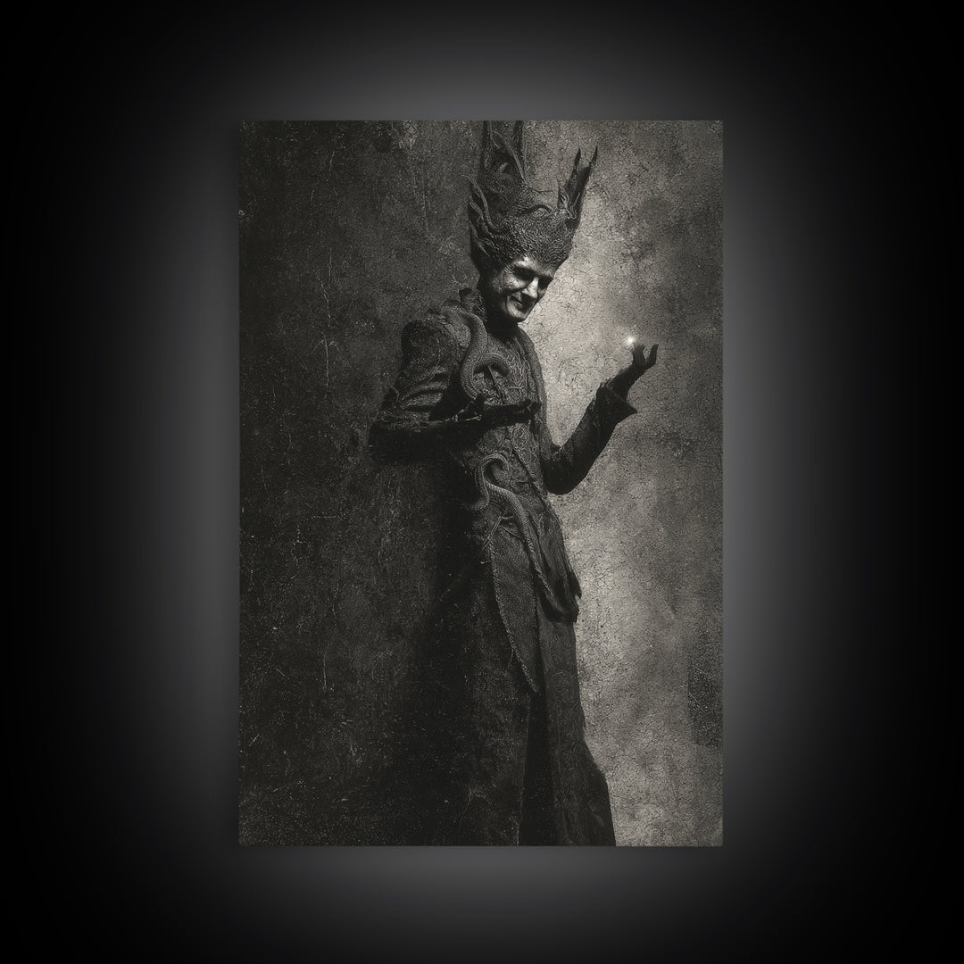 The Shadow Person, Dark Symbolist Art, Vertical Wall Art, Dark Halloween Decor, Canvas Print, Halloween Wall Art