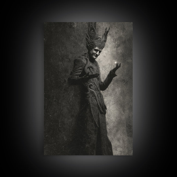 The Shadow Person, Dark Symbolist Art, Vertical Wall Art, Dark Halloween Decor, Canvas Print, Halloween Wall Art