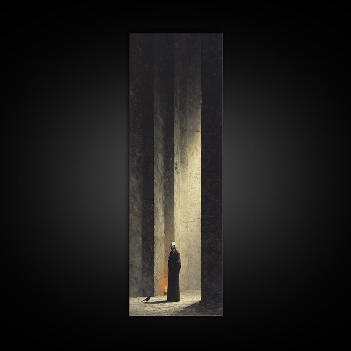 The Shadow Person, Surreal Apocalyptic Art, Tall Narrow Wall Art, Gothic Horror Wall Art, Framed Canvas Print, Halloween Wall Art