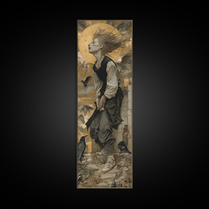 The Banshee Singer, Dark Renaissance Art, Tall Narrow Wall Art, Dark Fantasy Wall Art, Canvas Print, Halloween Wall Art
