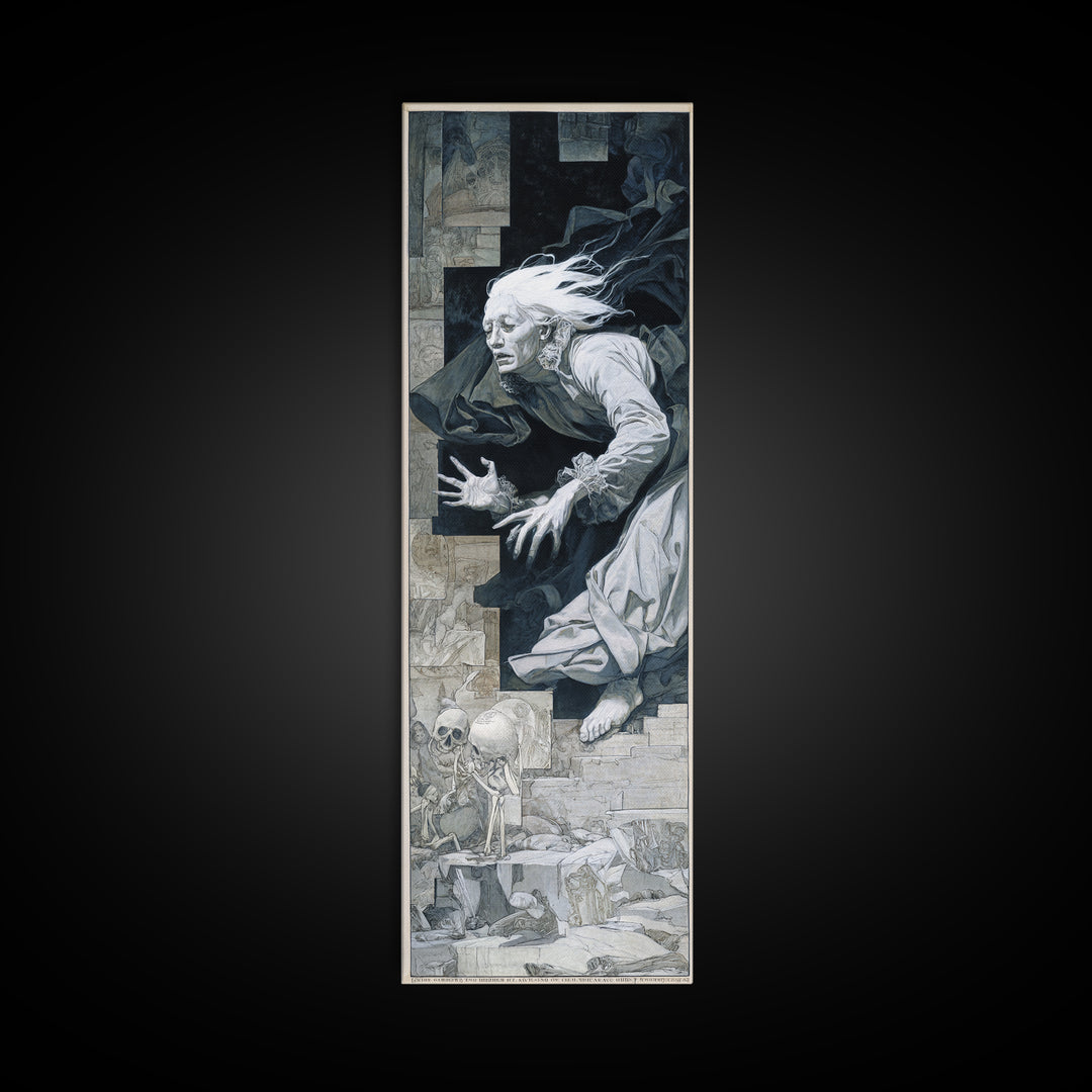 The Banshee Singer, Danse Macabre Art, Tall Narrow Wall Art, Macabre Wall Art, Framed Canvas Print, Halloween Wall Art