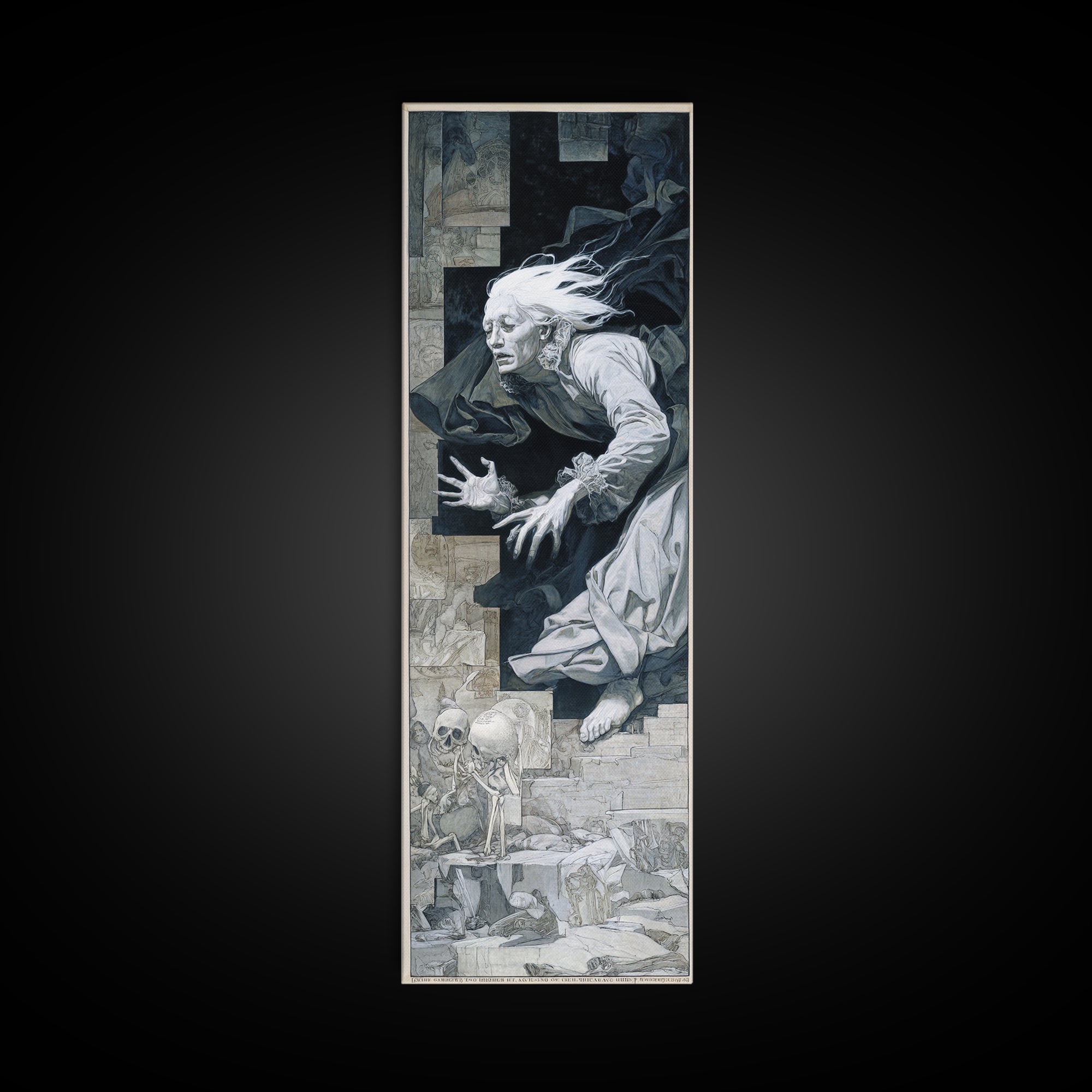 The Banshee Singer, Danse Macabre Art, Tall Narrow Wall Art, Macabre Wall Art, Framed Canvas Print, Halloween Wall Art