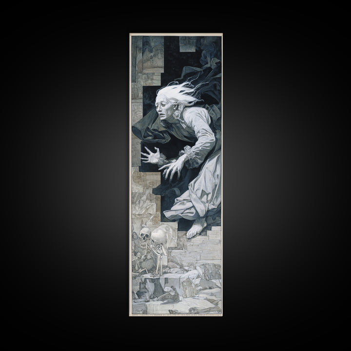 The Banshee Singer, Danse Macabre Art, Tall Narrow Wall Art, Macabre Wall Art, Framed Canvas Print, Halloween Wall Art