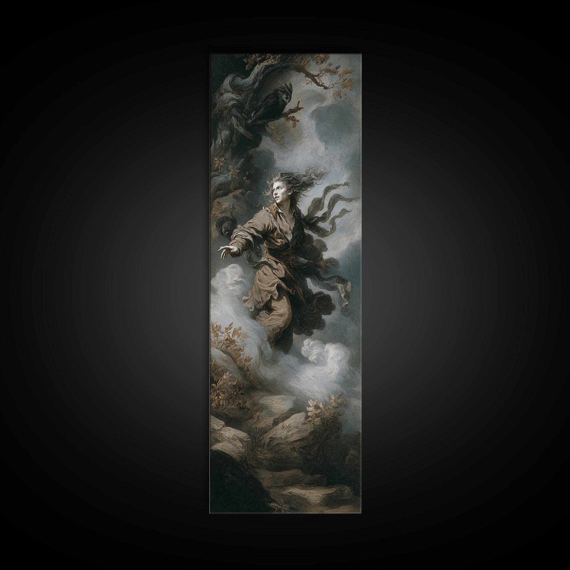 The Banshee Singer, Baroque Witchcraft Art, Tall Narrow Wall Art, Macabre Wall Art, Canvas Print, Halloween Wall Art, Halloween Decor