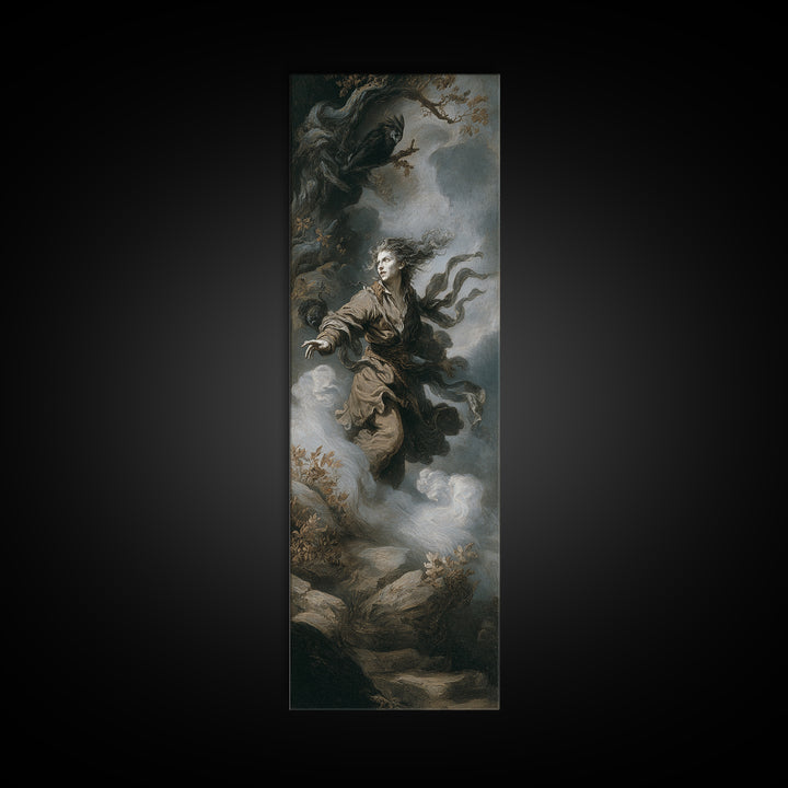 The Banshee Singer, Baroque Witchcraft Art, Tall Narrow Wall Art, Macabre Wall Art, Canvas Print, Halloween Wall Art, Halloween Decor