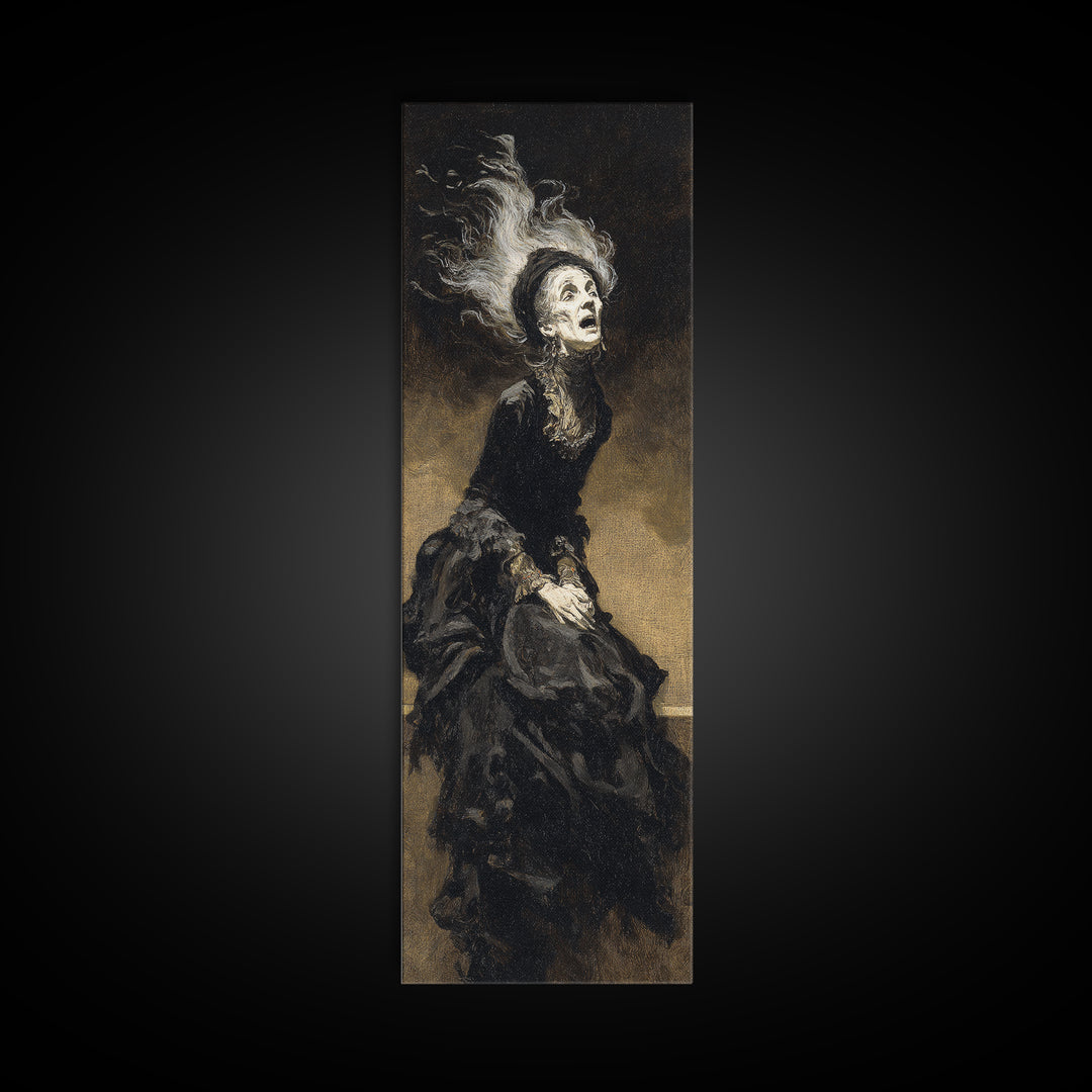 The Banshee Singer, Dark Romantic Horror Art, Tall Narrow Wall Art, Gothic Horror Wall Art, Framed Canvas Print, Halloween Wall Art
