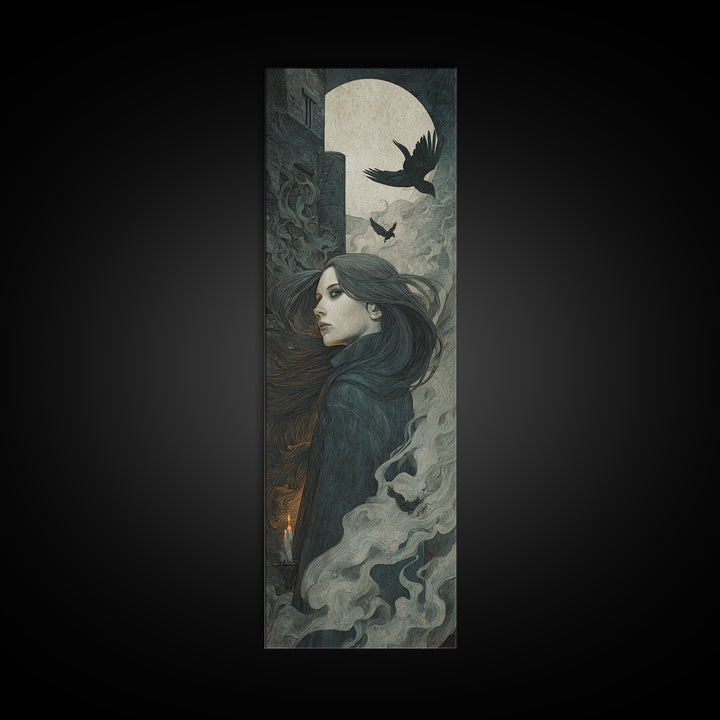 The Banshee Singer, Visionary Gothic Art, Tall Narrow Wall Art, Dark Fantasy Wall Art, Canvas Print, Halloween Wall Art