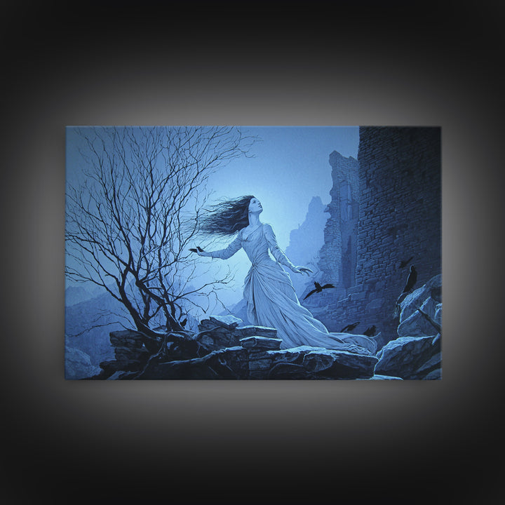 The Banshee Singer, Romantic Gothic Landscape, Landscape Wall Art, Dark Fantasy Wall Art, Canvas Print, Halloween Wall Art
