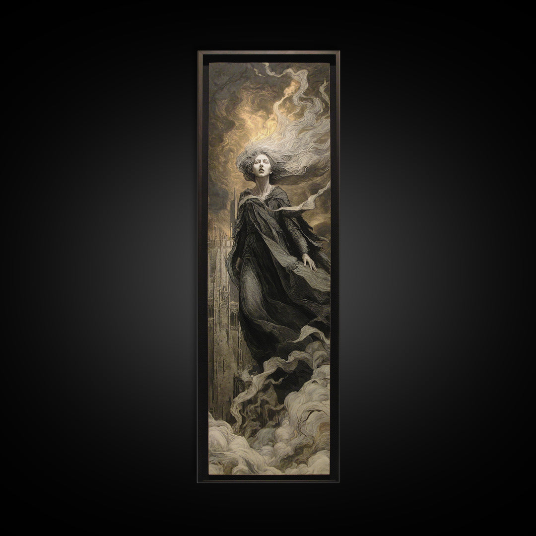 The Banshee Singer, Apocalyptic Romantic Art, Tall Narrow Wall Art, Dark Fantasy Wall Art, Canvas Print, Halloween Wall Art