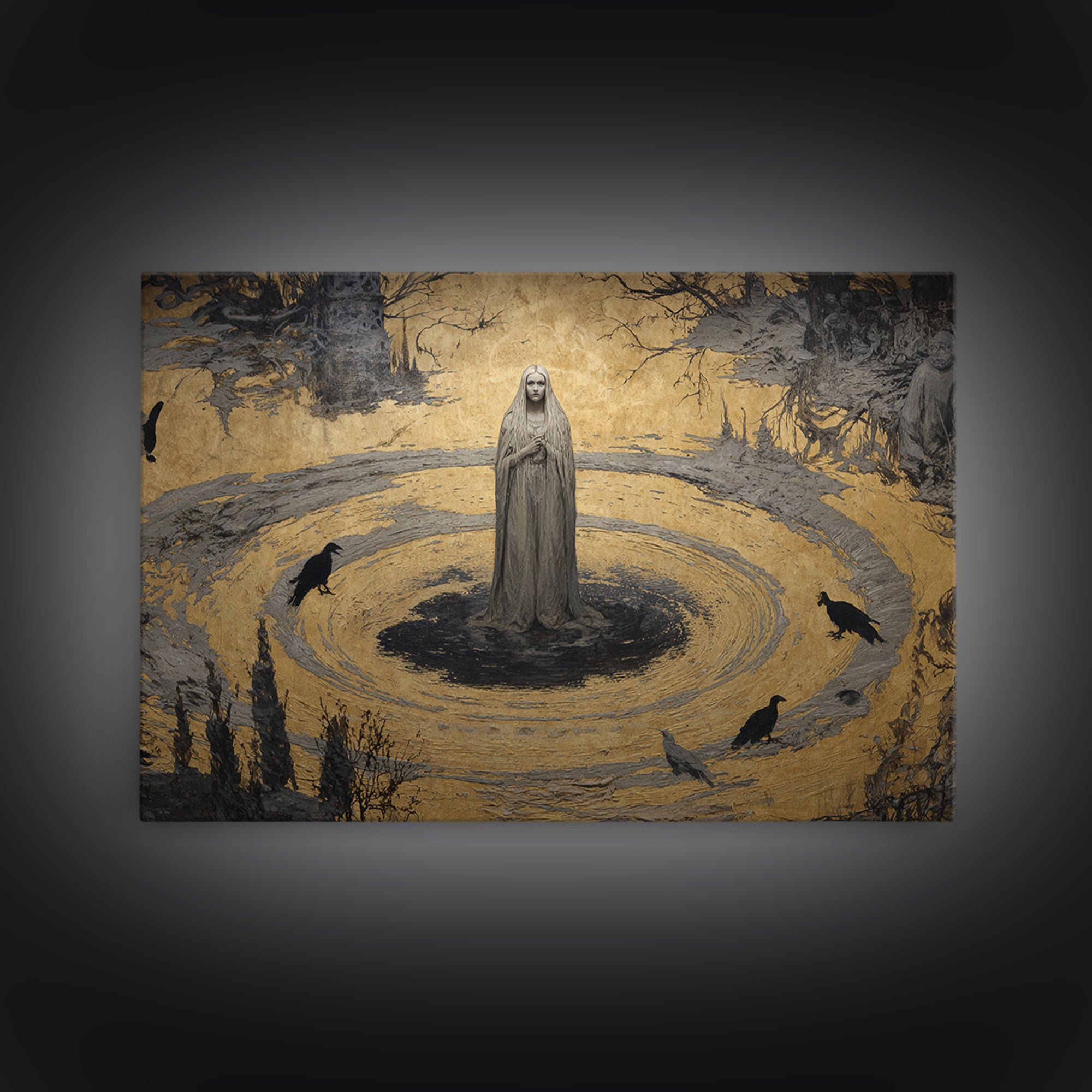 The Banshee Singer, Symbolist Gothic Landscape, Landscape Wall Art, Dark Halloween Decor, Canvas Print, Halloween Wall Art