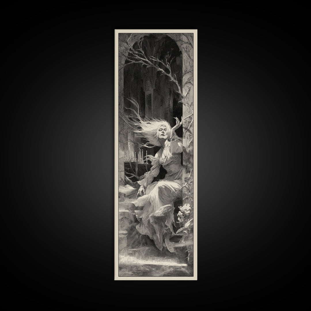 The Banshee Singer, Decadent Gothic Art, Tall Narrow Wall Art, Dark Fantasy Wall Art, Canvas Print, Halloween Wall Art