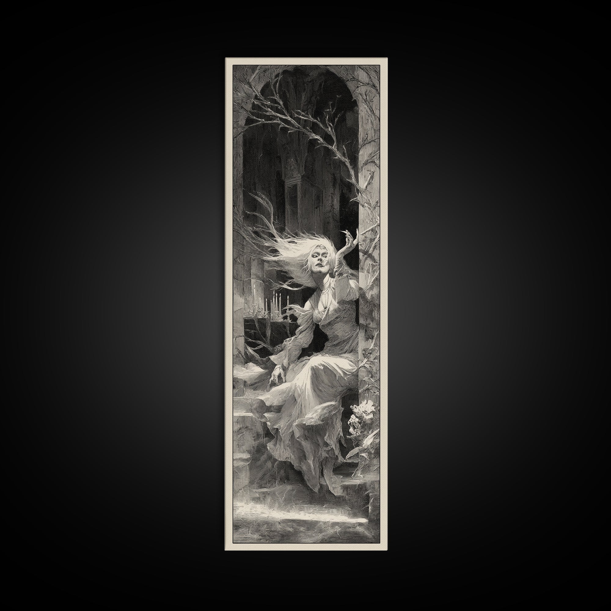 The Banshee Singer, Decadent Gothic Art, Tall Narrow Wall Art, Dark Fantasy Wall Art, Canvas Print, Halloween Wall Art