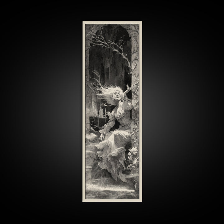 The Banshee Singer, Decadent Gothic Art, Tall Narrow Wall Art, Dark Fantasy Wall Art, Canvas Print, Halloween Wall Art