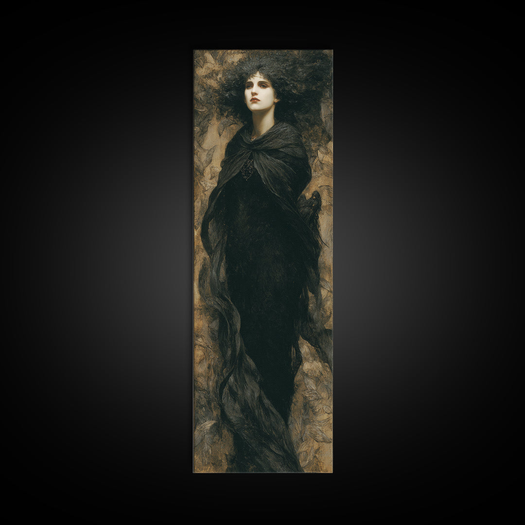 The Banshee Singer, Dark Symbolist Art, Tall Narrow Wall Art, Macabre Wall Art, Framed Canvas Print, Halloween Wall Art