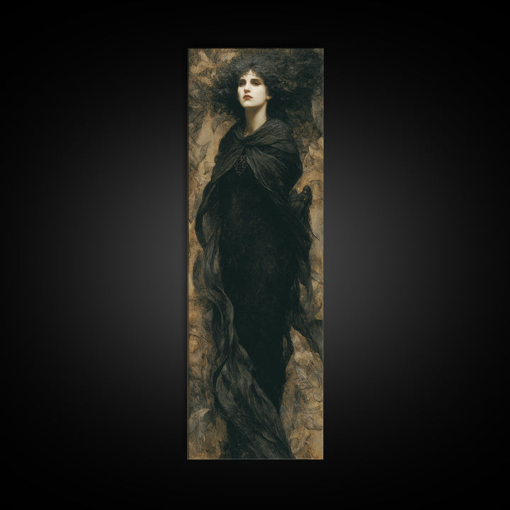 The Banshee Singer, Dark Symbolist Art, Tall Narrow Wall Art, Macabre Wall Art, Framed Canvas Print, Halloween Wall Art