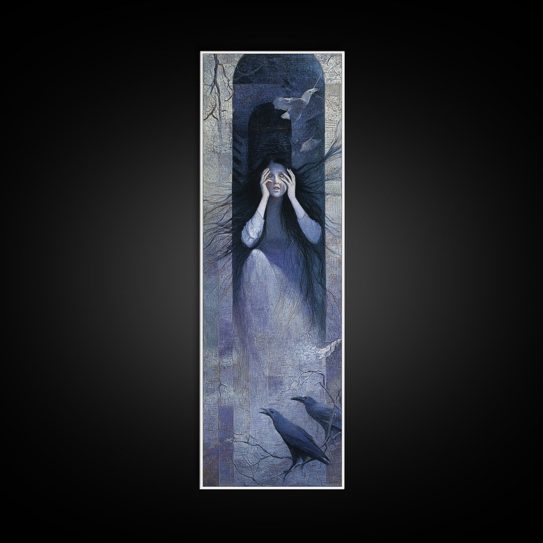 The Banshee Singer, Expressionist Gothic Art, Tall Narrow Wall Art, Gothic Horror Wall Art, Canvas Print, Halloween Wall Art