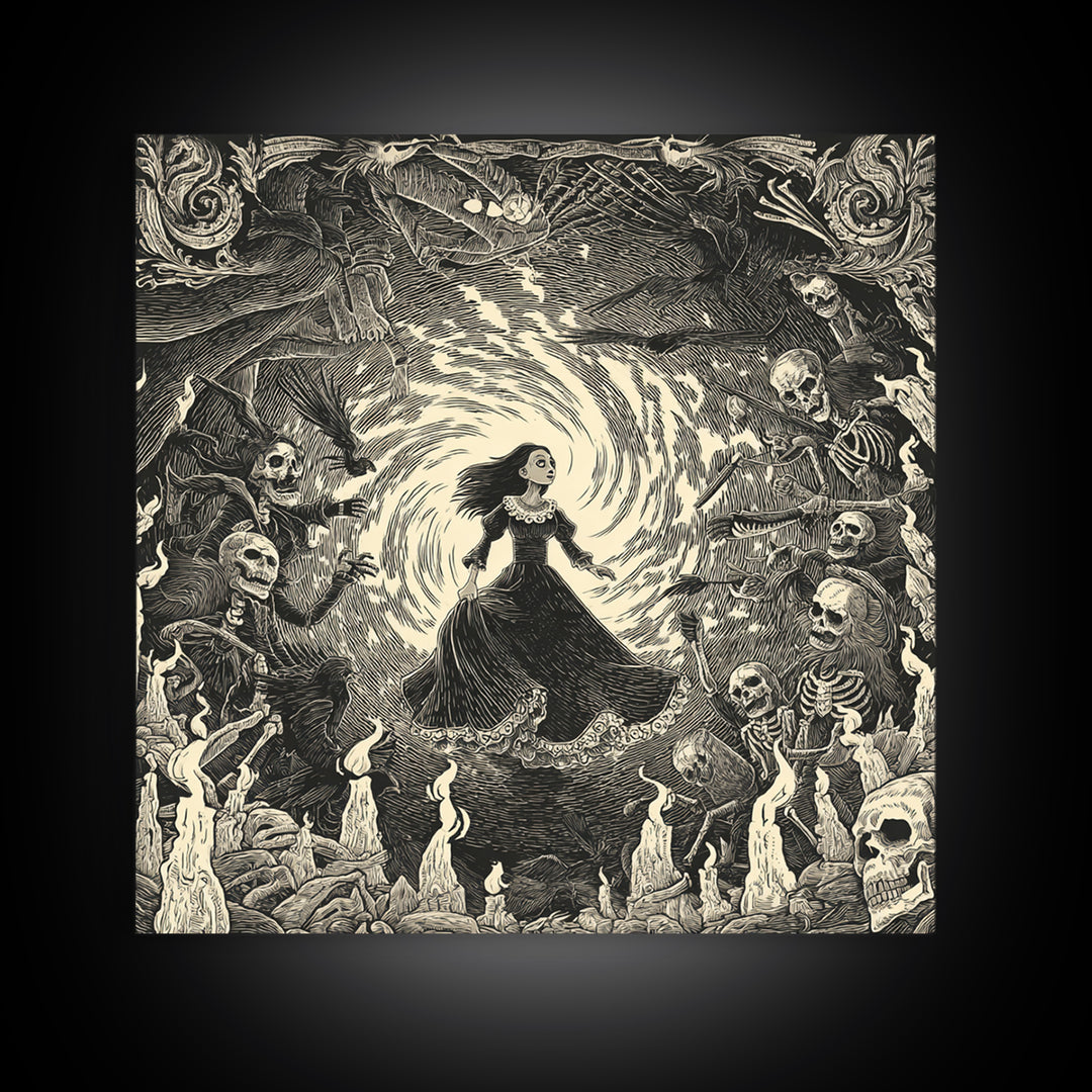 The Banshee Singer, Macabre Folk Print Art, Square Wall Art, Macabre Wall Art, Framed Canvas Print, Halloween Wall Art
