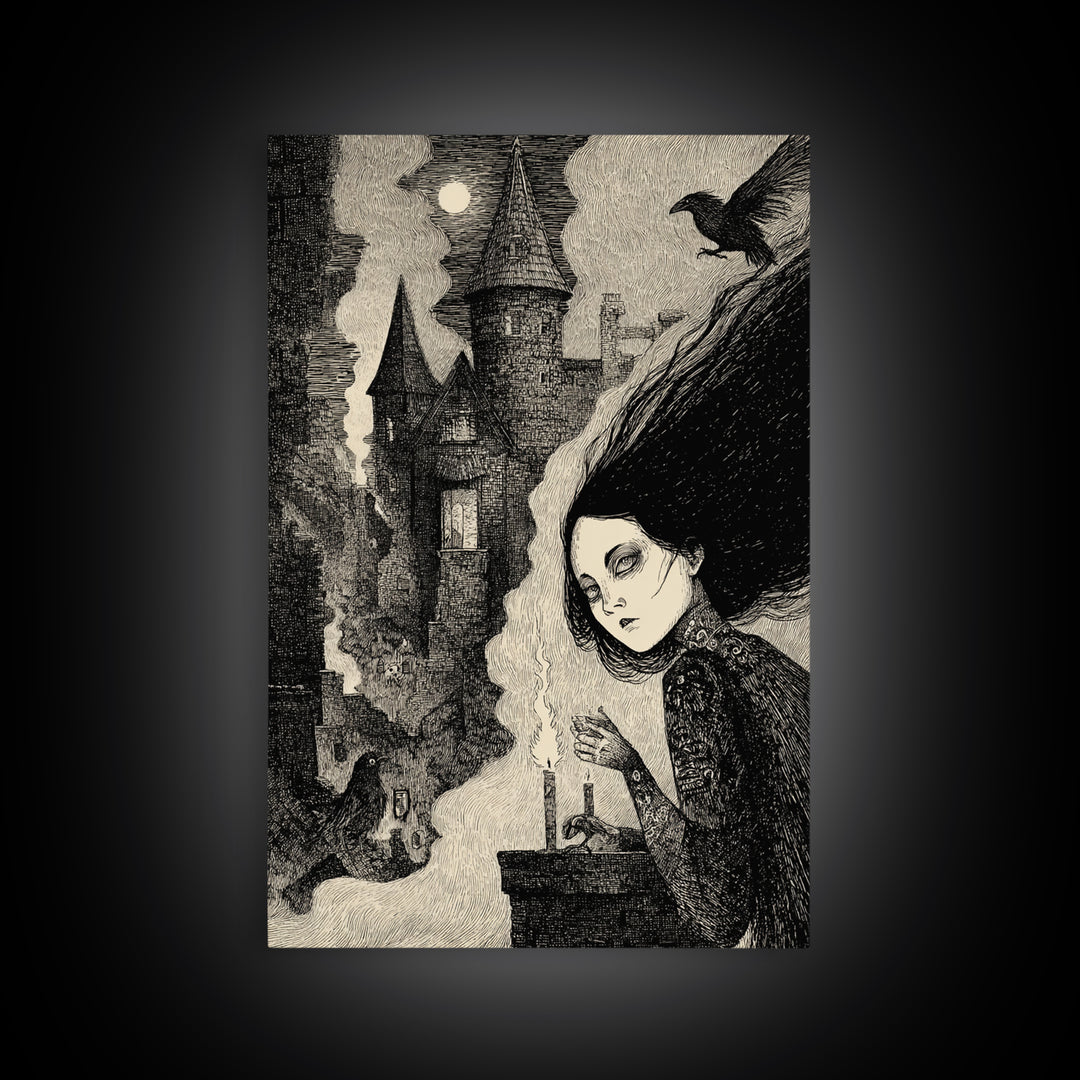 The Banshee Singer, Victorian Macabre Art, Vertical Wall Art, Dark Halloween Decor, Framed Canvas Print, Halloween Wall Art