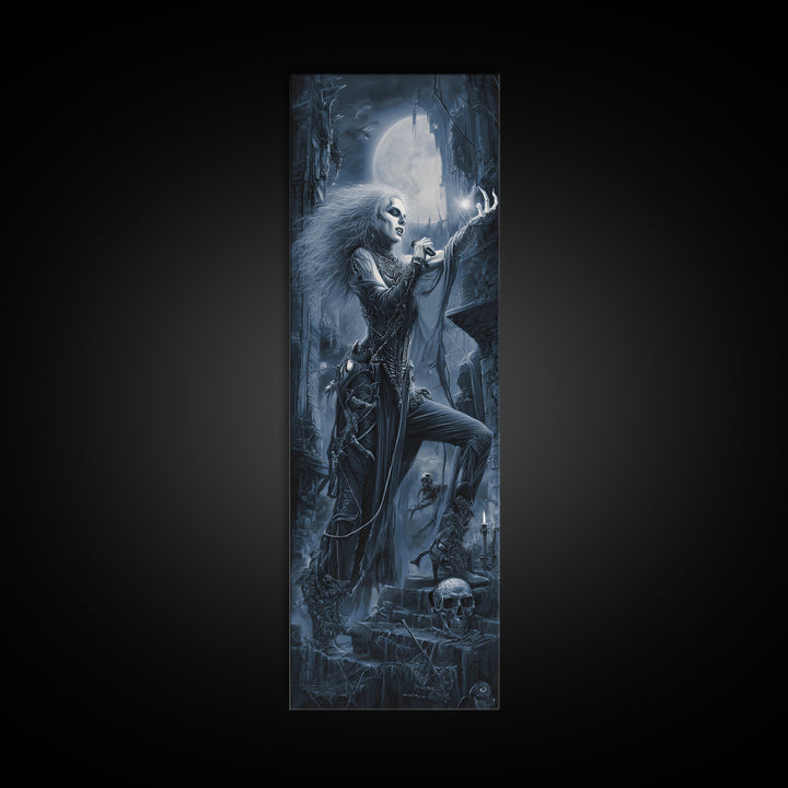 The Banshee Singer, Biomechanical Horror Art, Tall Narrow Wall Art, Macabre Wall Art, Canvas Print, Halloween Wall Art, Gothic Home Decor