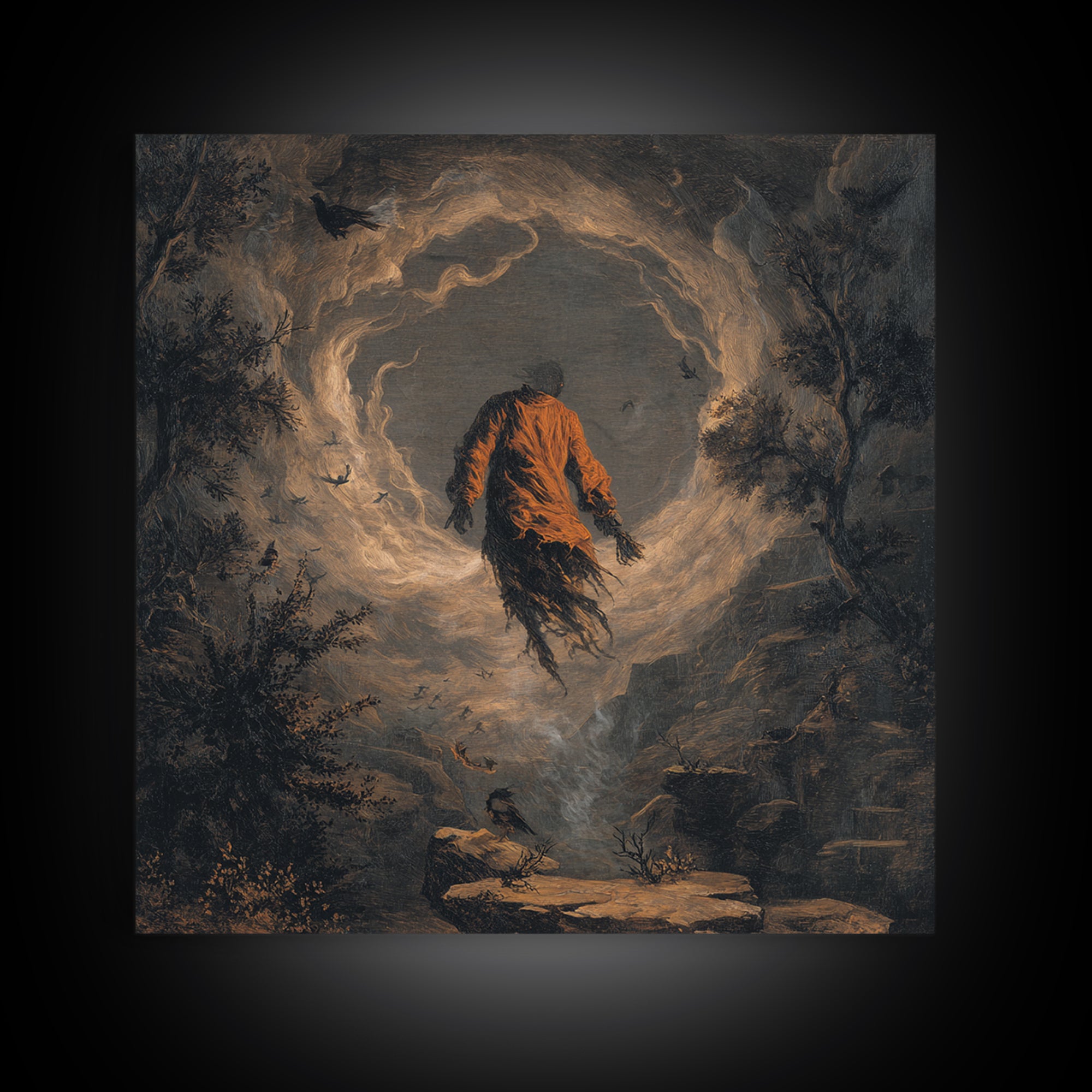 The Tattered Wraith, Baroque Witchcraft Art, Square Wall Art, Dark Halloween Decor, Canvas Print, Halloween Wall Art, Gothic Home Decor