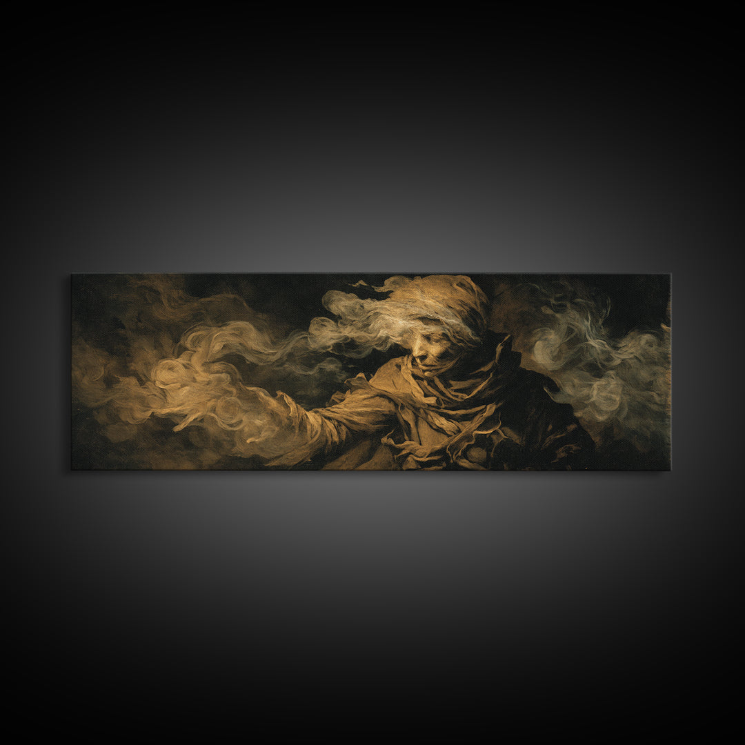 The Tattered Wraith, Dark Romantic Horror Art, Extra Wide Wall Art, Gothic Horror Wall Art, Canvas Print, Halloween Wall Art