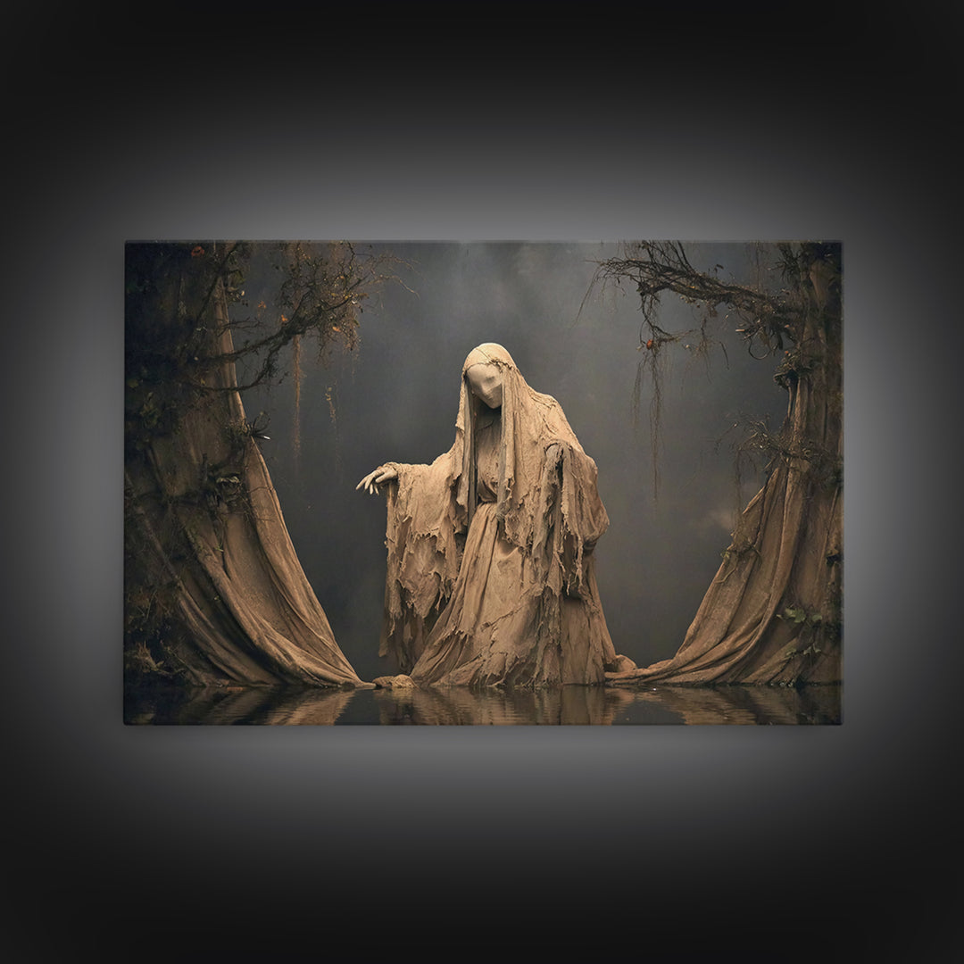 The Tattered Wraith, Symbolist Gothic Landscape, Landscape Wall Art, Dark Halloween Decor, Canvas Print, Halloween Wall Art
