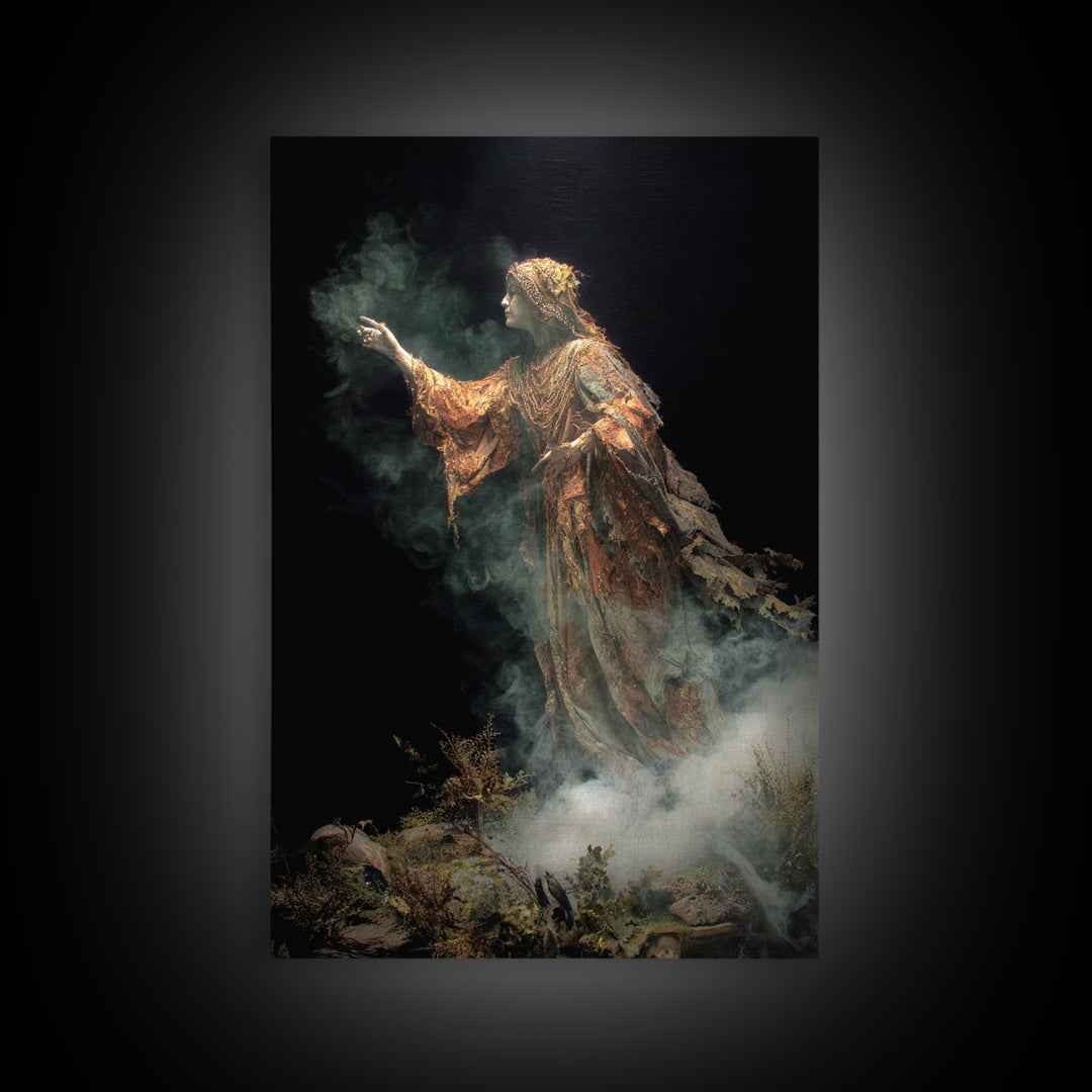The Tattered Wraith, Ornate Symbolist Art, Vertical Wall Art, Gothic Horror Wall Art, Canvas Print, Halloween Wall Art