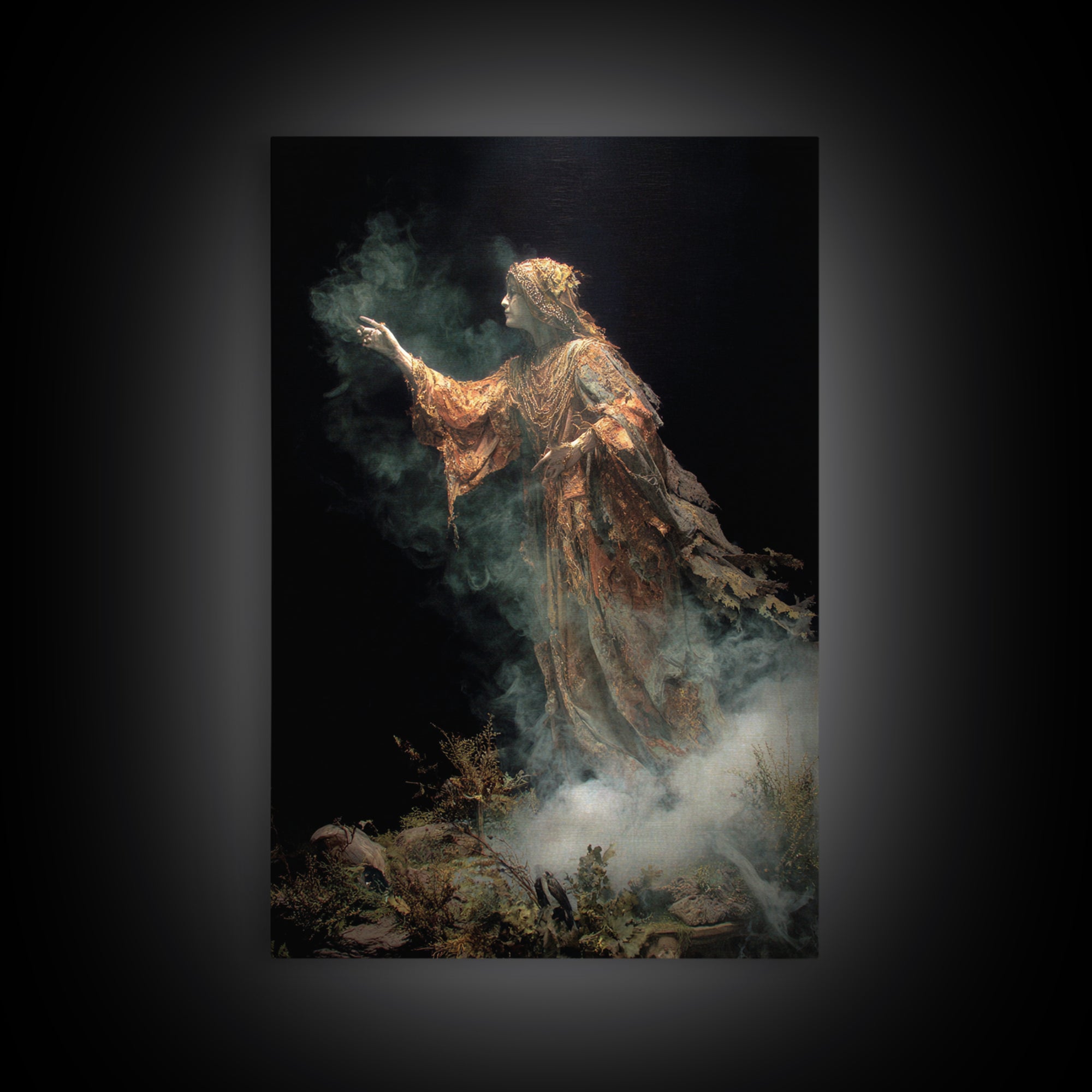 The Tattered Wraith, Ornate Symbolist Art, Vertical Wall Art, Gothic Horror Wall Art, Canvas Print, Halloween Wall Art