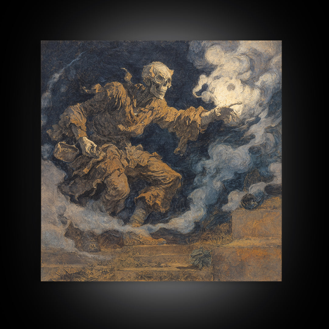 The Tattered Wraith, Grotesque Carnival Art, Square Wall Art, Dark Fantasy Wall Art, Framed Canvas Print, Halloween Wall Art