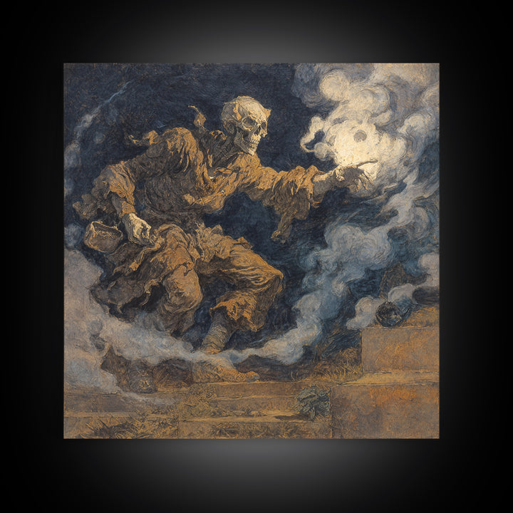 The Tattered Wraith, Grotesque Carnival Art, Square Wall Art, Dark Fantasy Wall Art, Framed Canvas Print, Halloween Wall Art