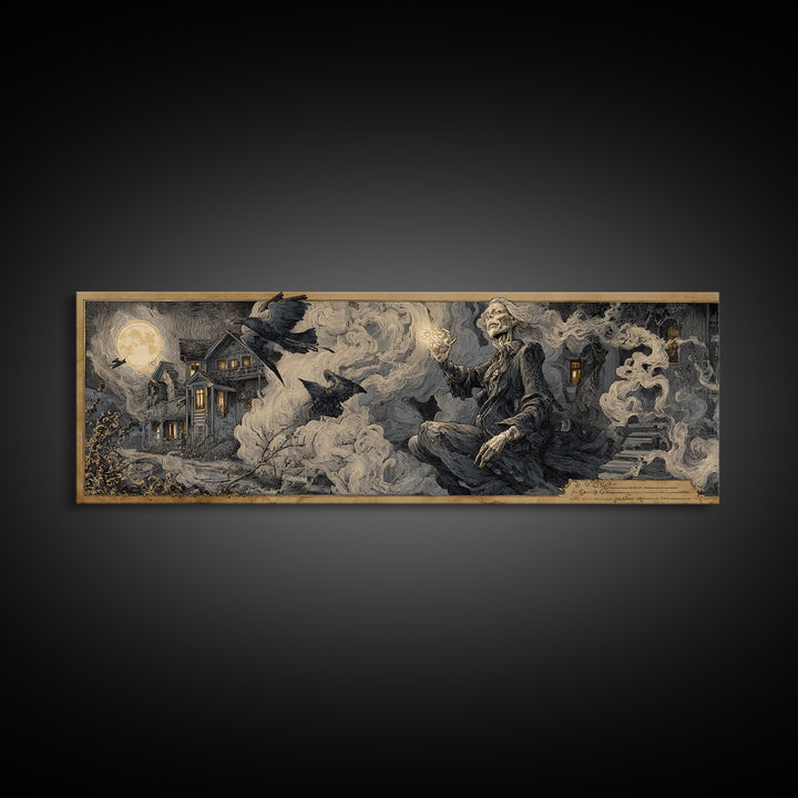 The Tattered Wraith, Victorian Macabre Art, Extra Wide Wall Art, Dark Fantasy Wall Art, Canvas Print, Halloween Wall Art