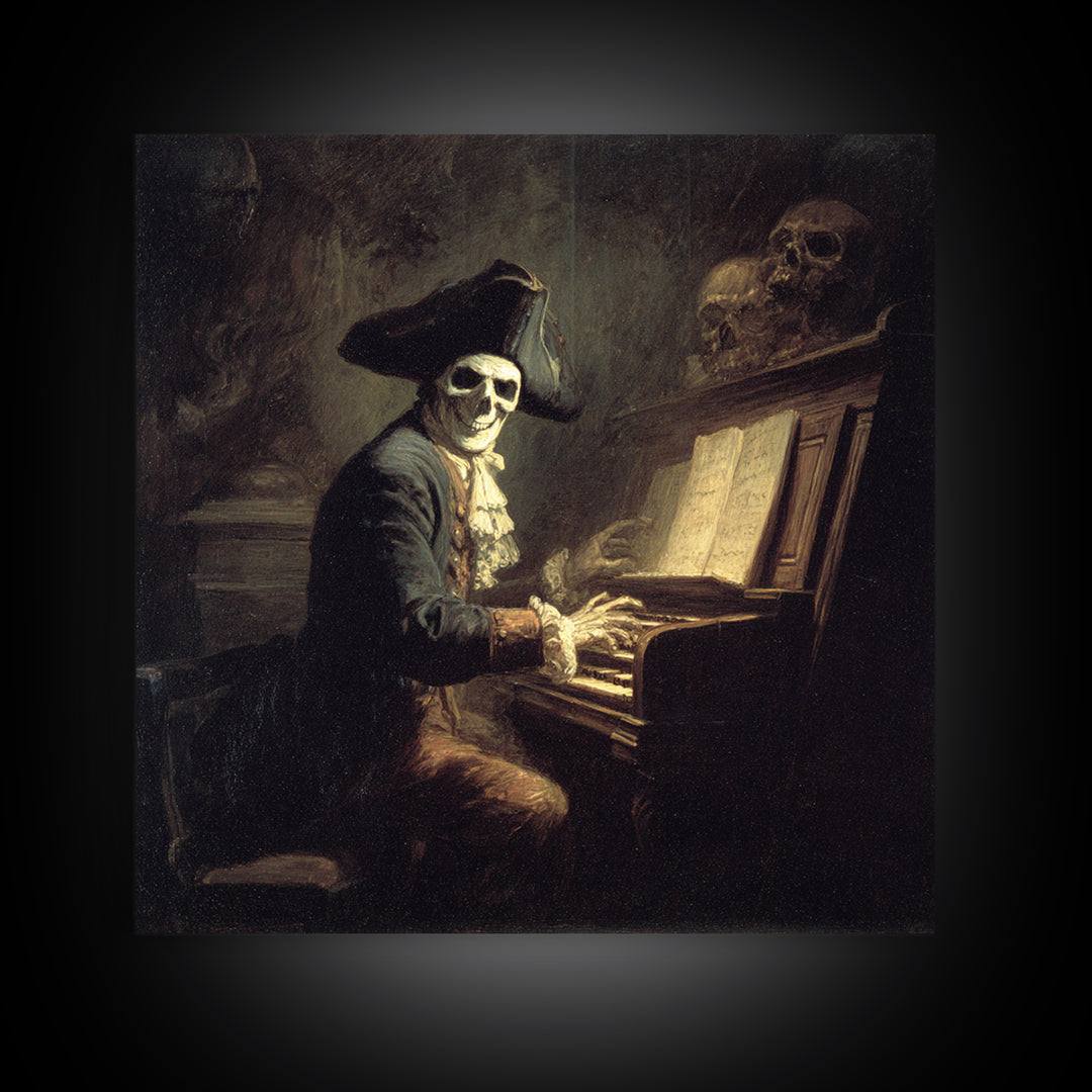 The Phantom Organist, Baroque Witchcraft Art, Square Wall Art, Dark Halloween Decor, Canvas Print, Halloween Wall Art, Spooky Wall Decor