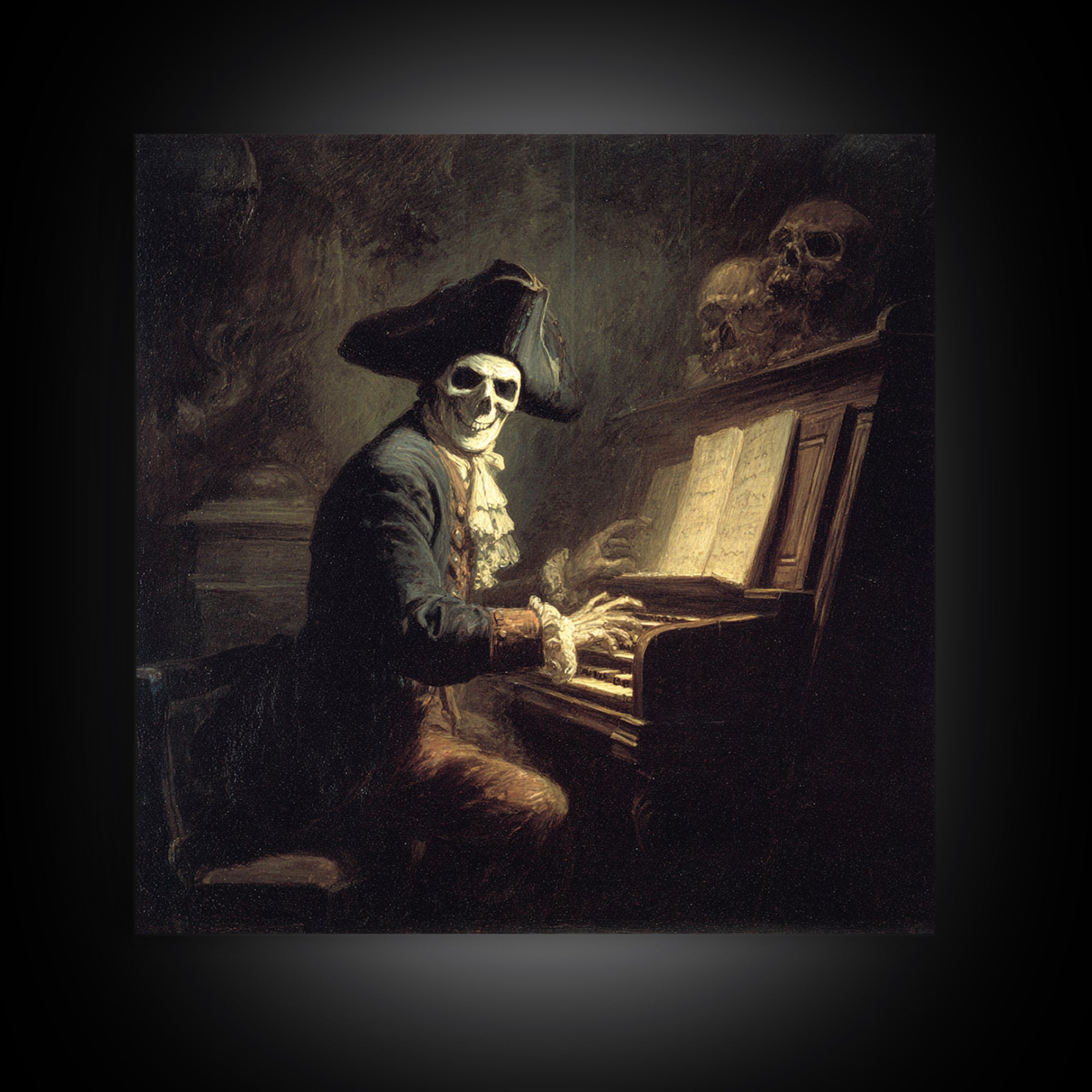The Phantom Organist, Baroque Witchcraft Art, Square Wall Art, Dark Halloween Decor, Canvas Print, Halloween Wall Art, Spooky Wall Decor