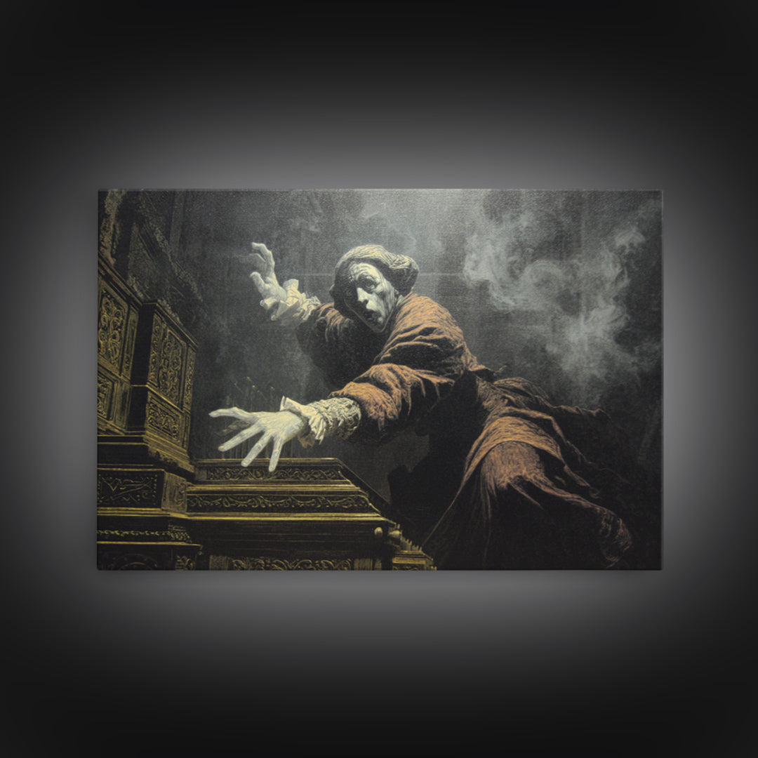 The Phantom Organist, Symbolist Gothic Landscape, Landscape Wall Art, Macabre Wall Art, Canvas Print, Halloween Wall Art