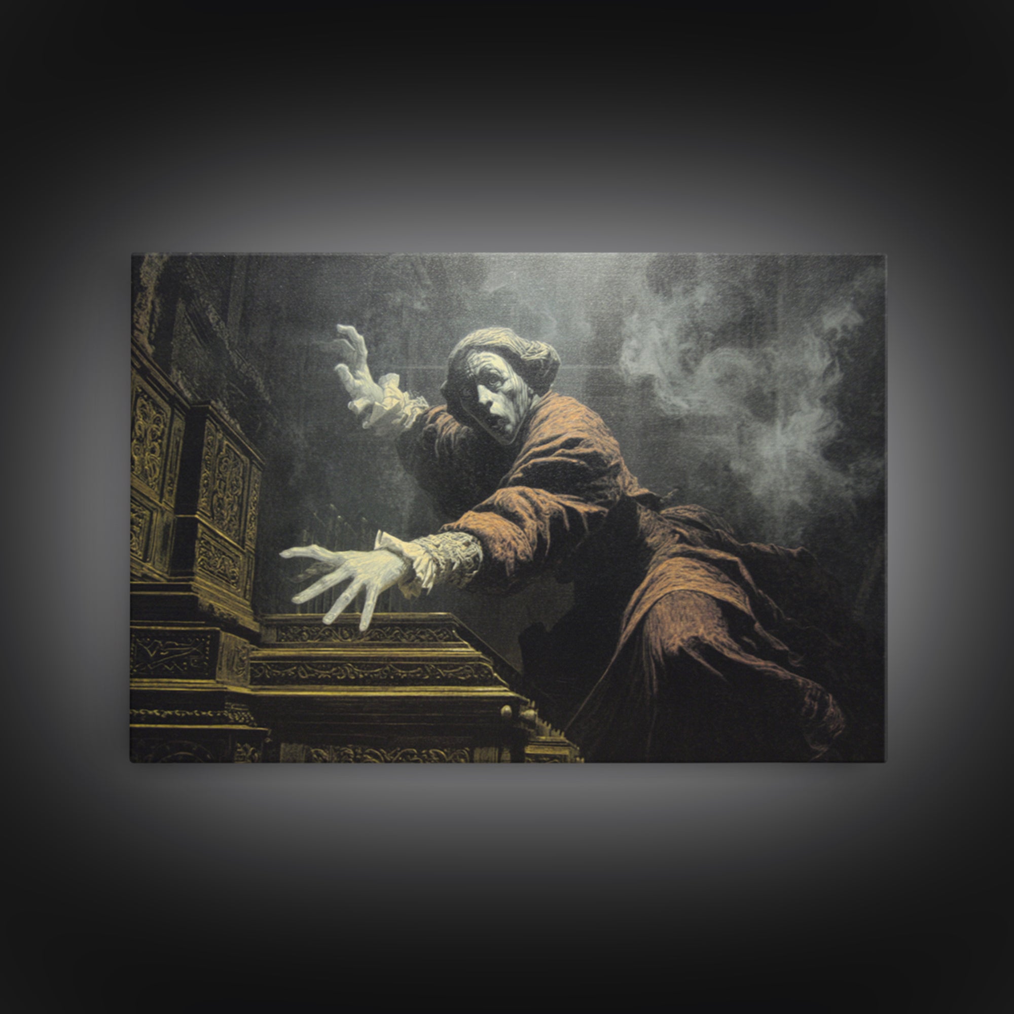 The Phantom Organist, Symbolist Gothic Landscape, Landscape Wall Art, Macabre Wall Art, Canvas Print, Halloween Wall Art