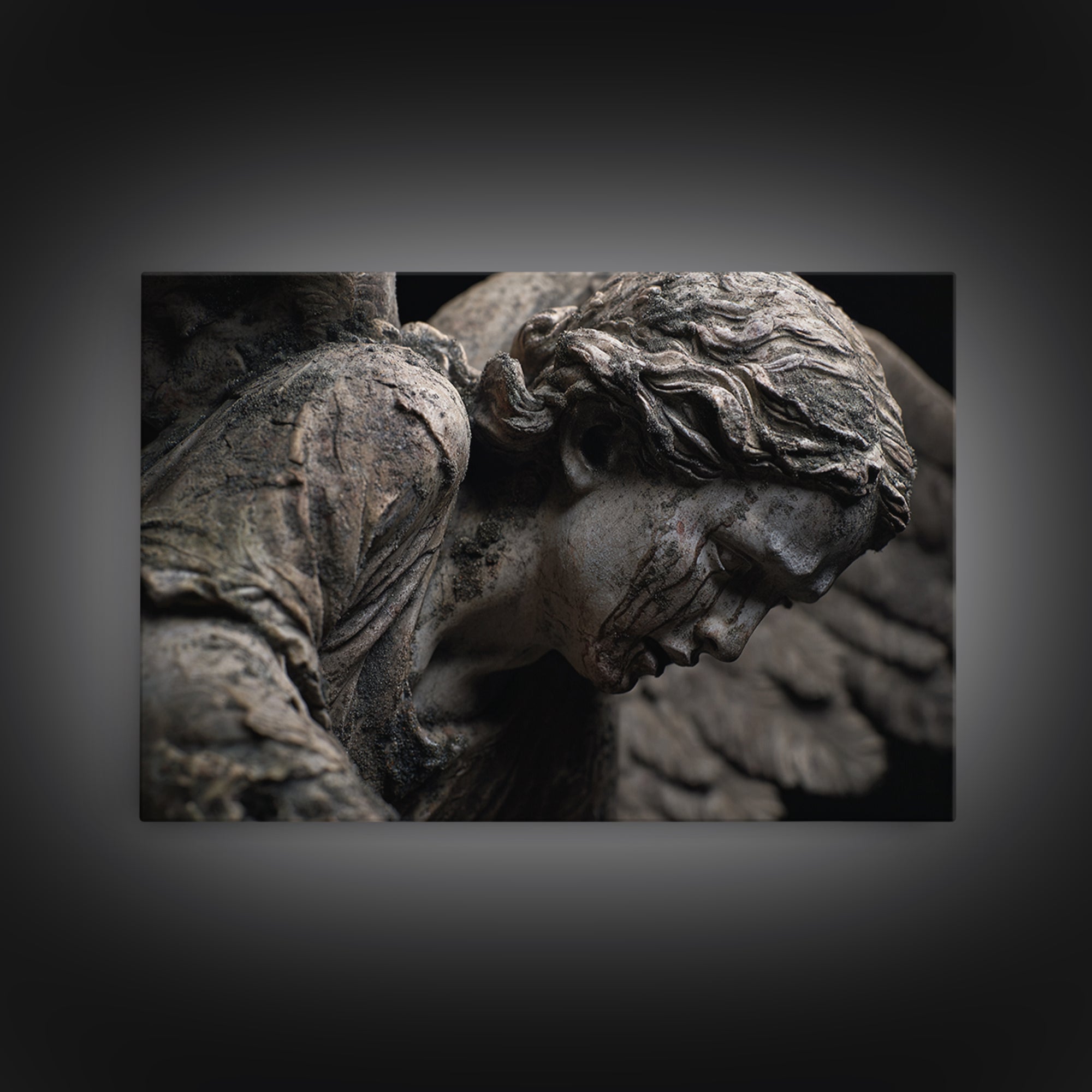 The Weeping Cemetery Angel, Dark Renaissance Art, Landscape Wall Art, Gothic Horror Wall Art, Canvas Print, Halloween Wall Art