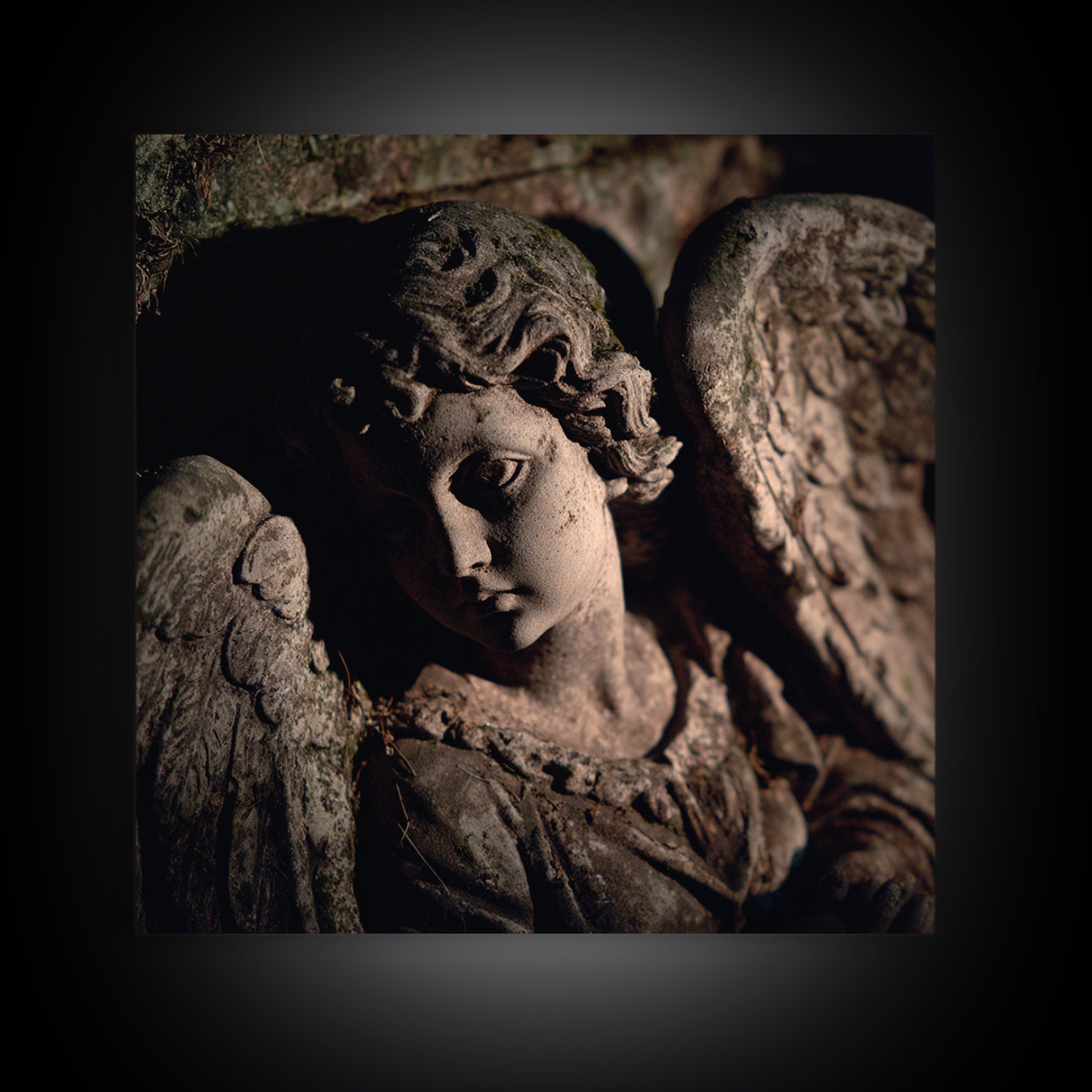 The Weeping Cemetery Angel, Danse Macabre Art, Square Wall Art, Macabre Wall Art, Canvas Print, Halloween Wall Art