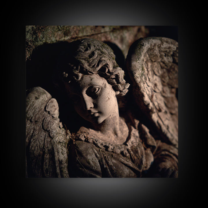 The Weeping Cemetery Angel, Danse Macabre Art, Square Wall Art, Macabre Wall Art, Canvas Print, Halloween Wall Art
