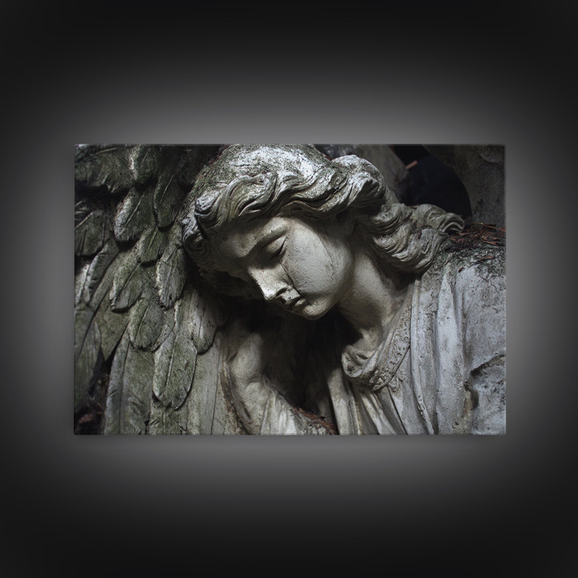 The Weeping Cemetery Angel, Gothic Nightmare Art, Landscape Wall Art, Dark Halloween Decor, Canvas Print, Halloween Wall Art