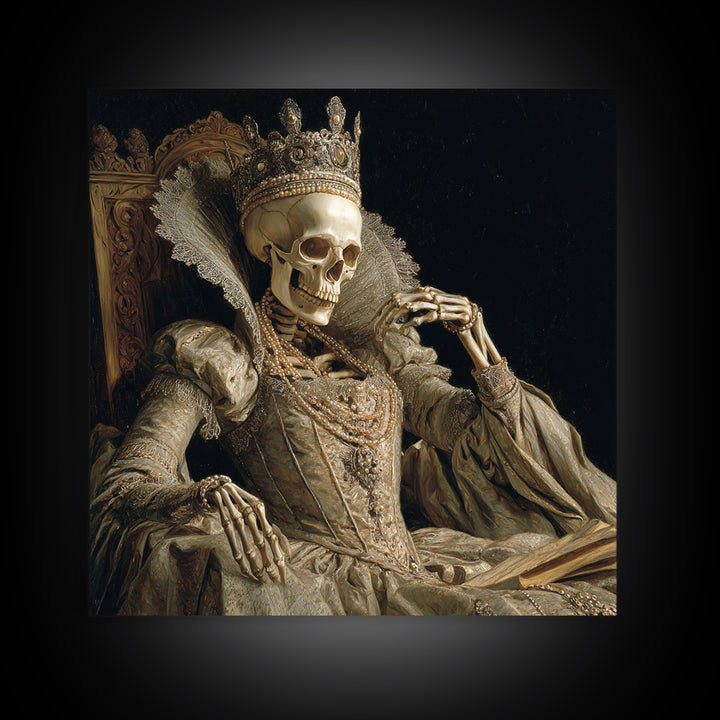 The Bone Queen, Danse Macabre Art, Square Wall Art, Dark Fantasy Wall Art, Canvas Print, Halloween Wall Art