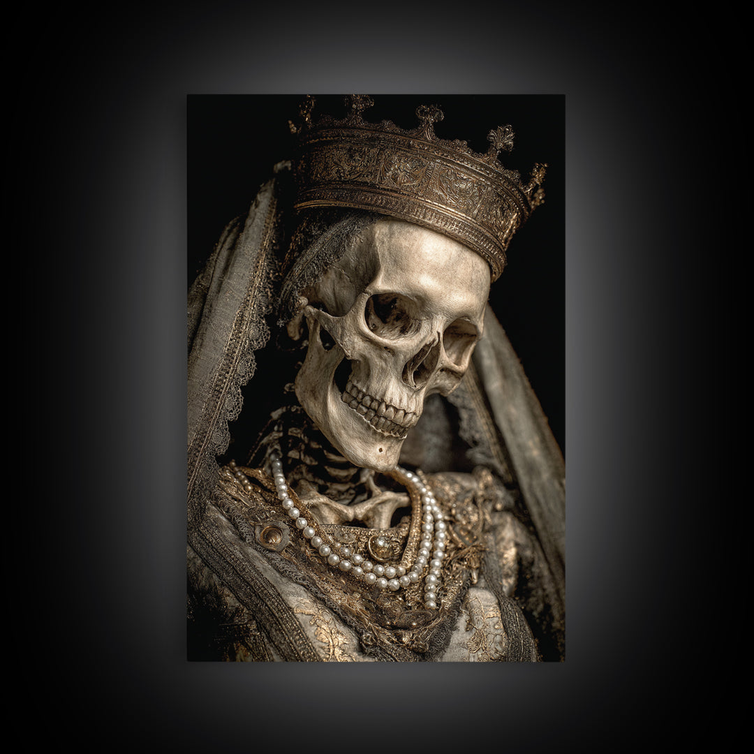 The Bone Queen, Dark Romantic Horror Art, Vertical Wall Art, Dark Fantasy Wall Art, Framed Canvas Print, Halloween Wall Art