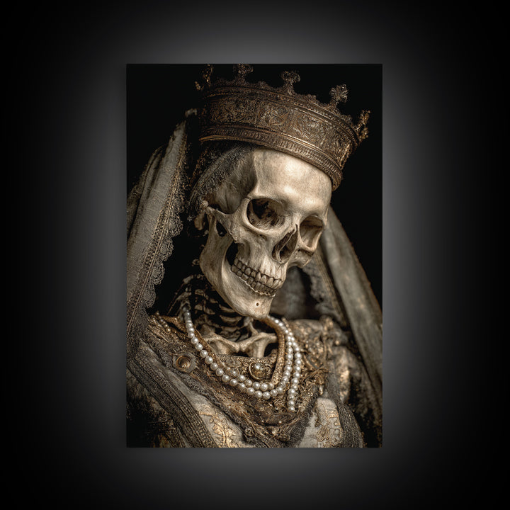 The Bone Queen, Dark Romantic Horror Art, Vertical Wall Art, Dark Fantasy Wall Art, Framed Canvas Print, Halloween Wall Art